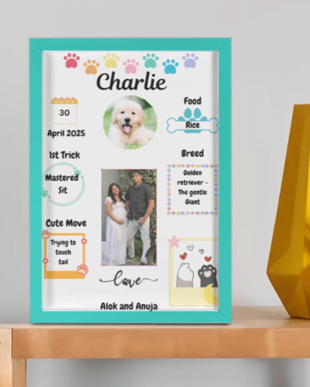 Pet Memory Frame with red paws (Copy)