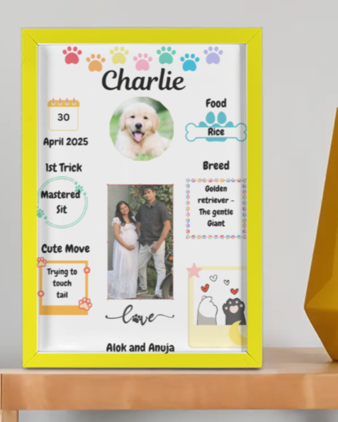 Pet Memory Frame with red paws (Copy)
