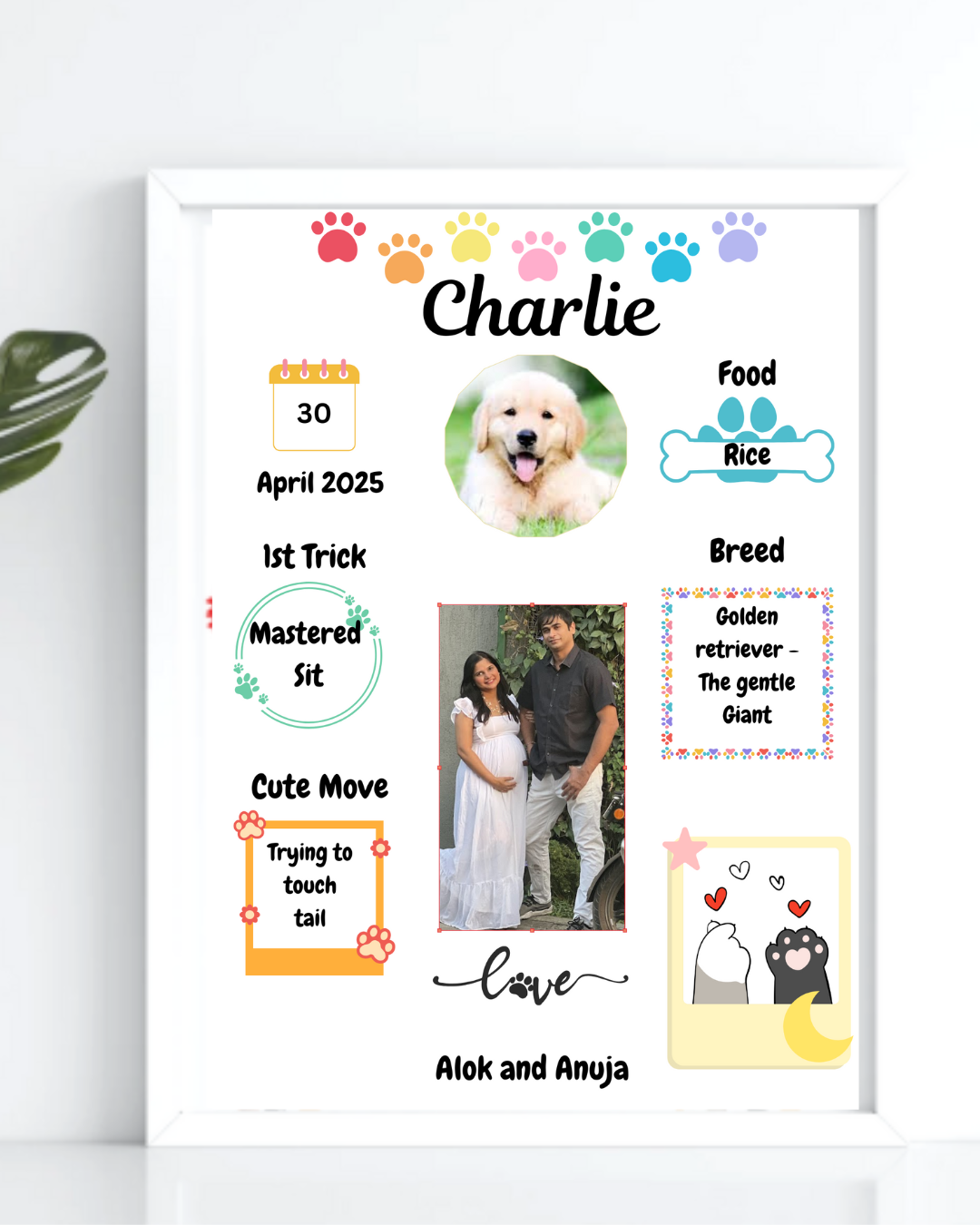 Pet Memory Frame with red paws (Copy)