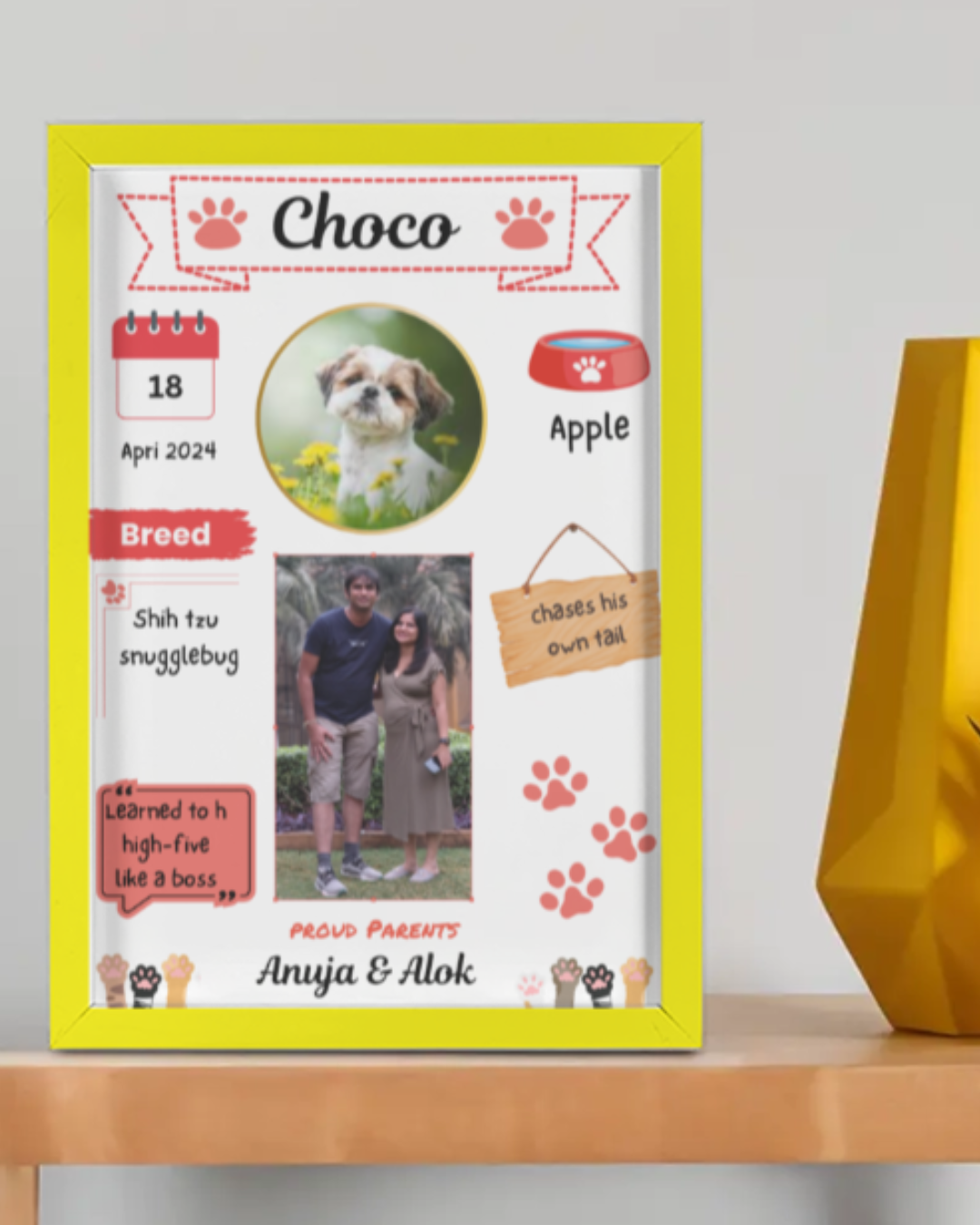 Pet Memory Frame with red paws