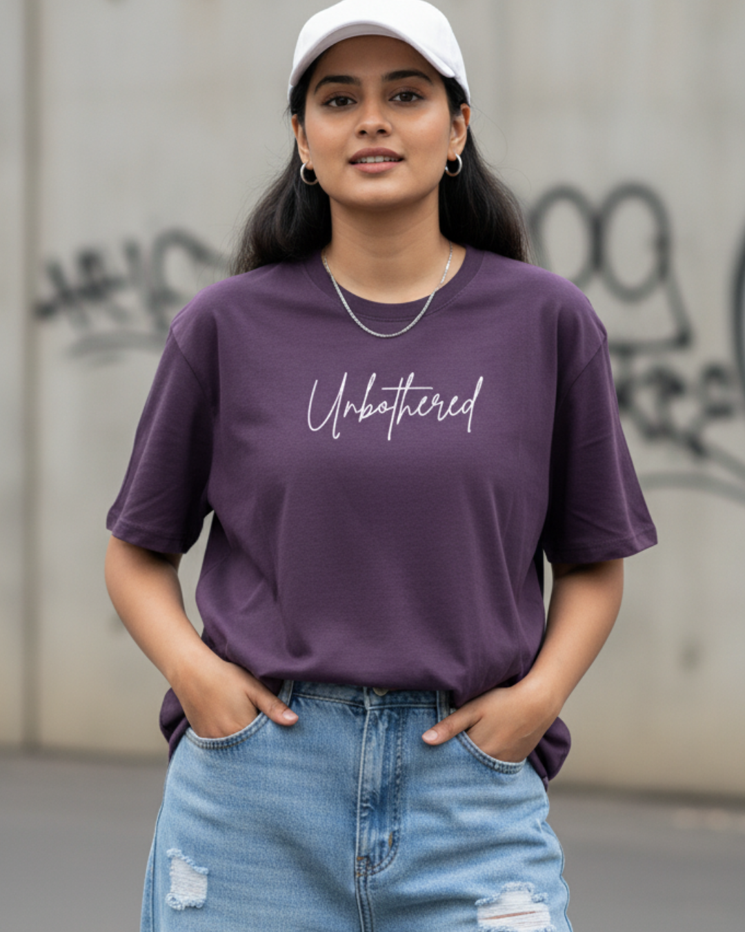 Unbothered Basic Graphic Tee – Purple