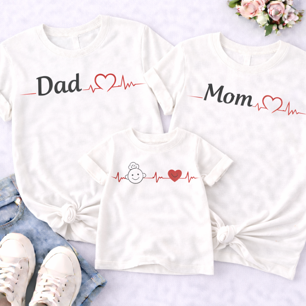 Heartbeat Family Matching T-Shirt Combo
