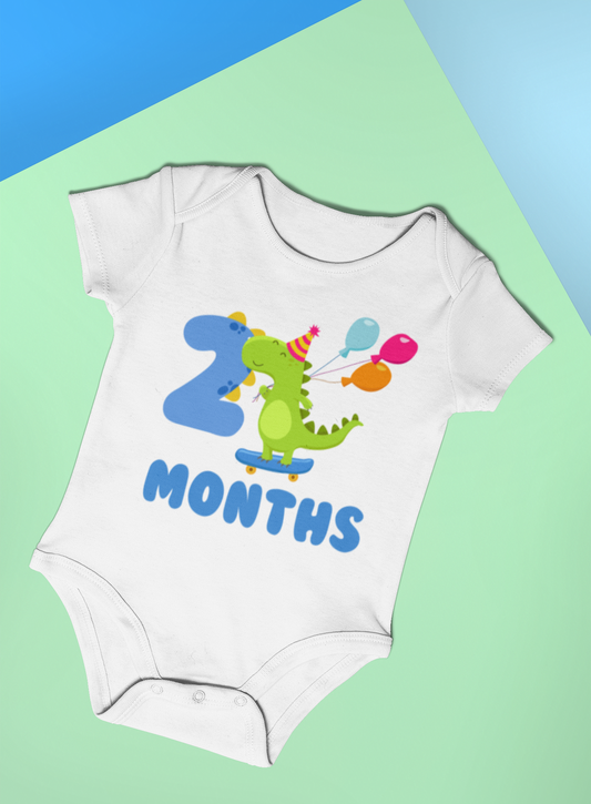 Birthday Month Romper for milestone celebration dinosaur