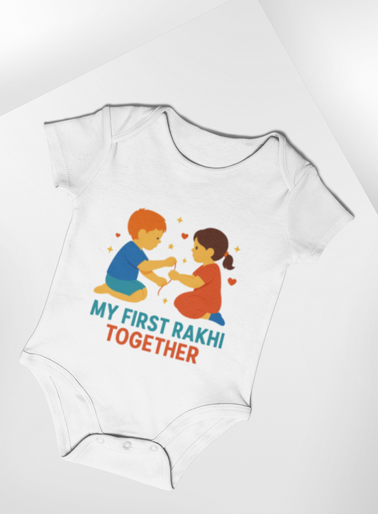 Cute Brother Sister My First Rakhi Romper