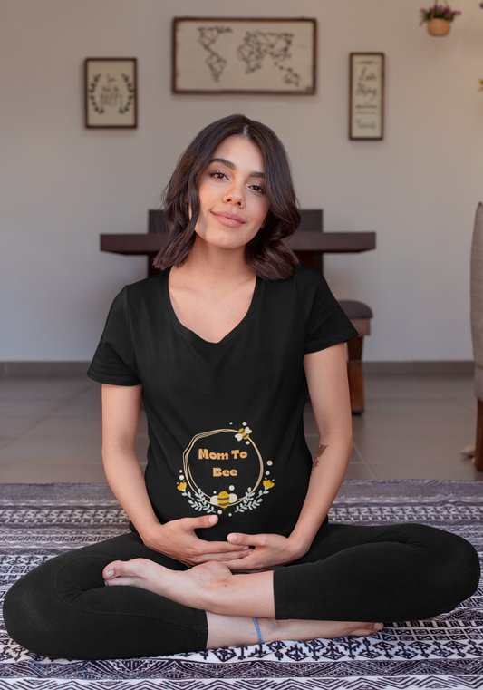 Mom to BEE Baggy Maternity Wear Black T-shirt