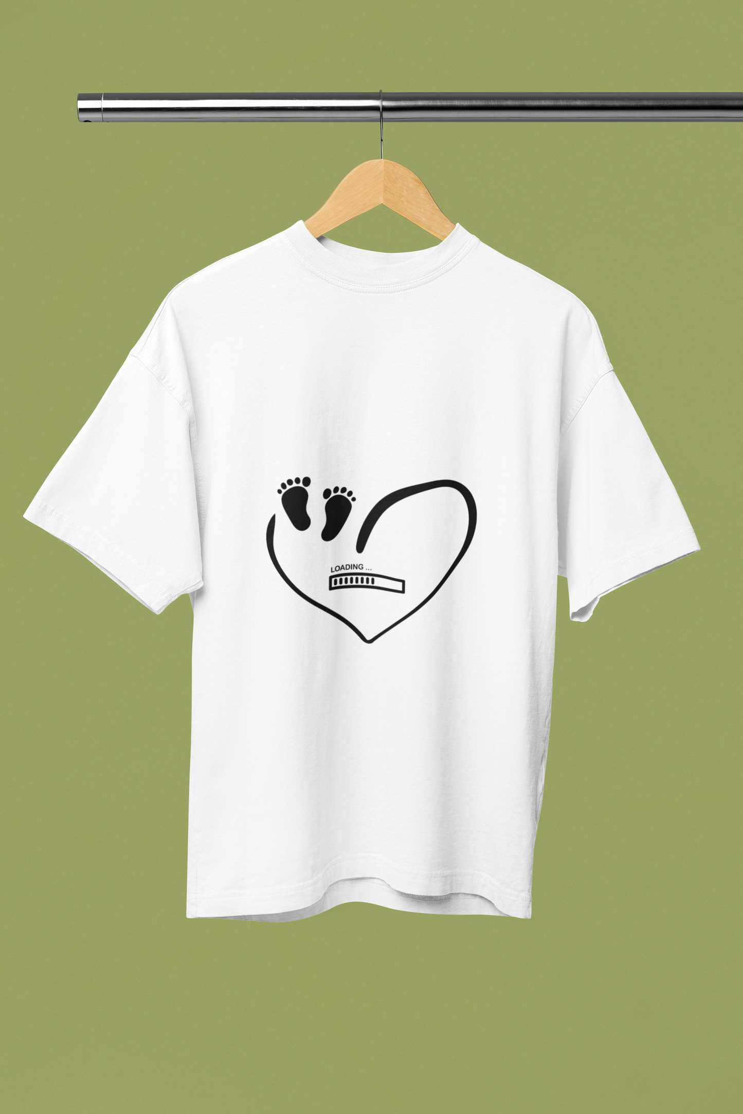 Cute Heart with footprint Baggy Maternity Wear White T-shirt