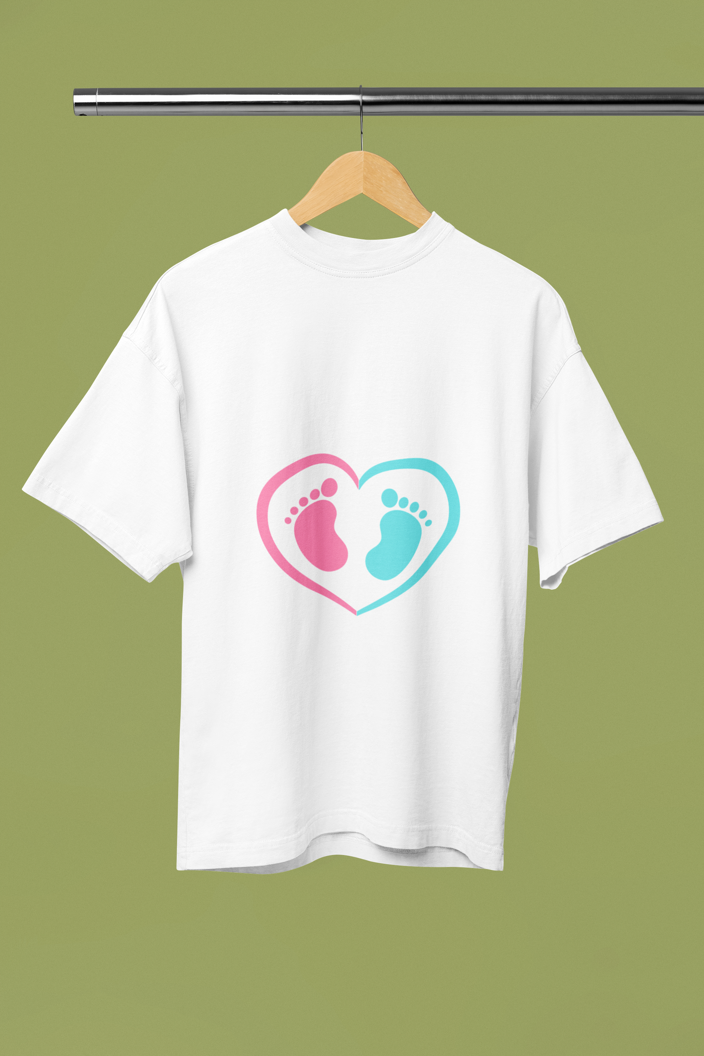 Mom to be baby feet Baggy Maternity Wear White T-shirt