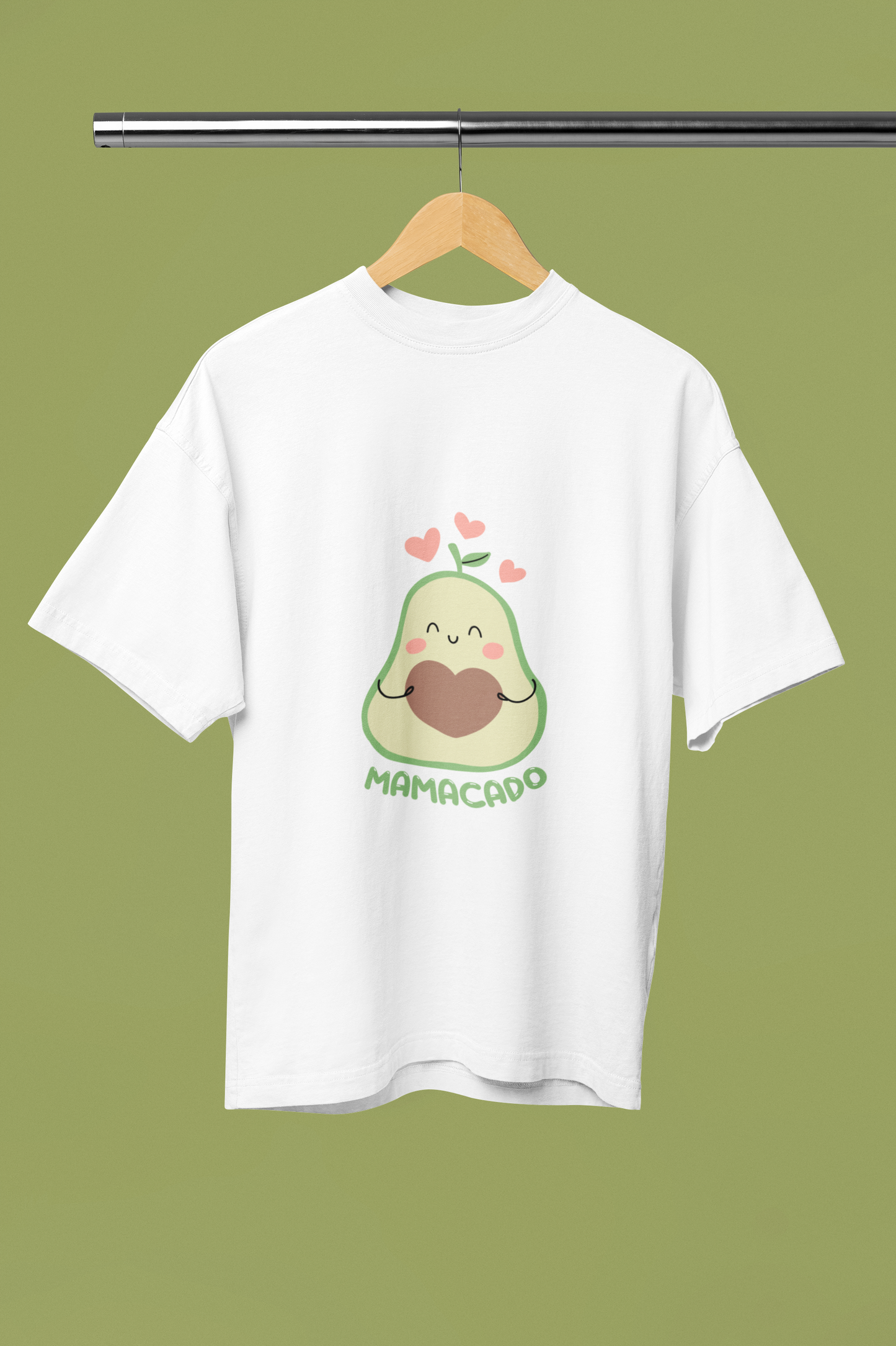 Mom to be Avocado Baggy Maternity Wear White T-shirt