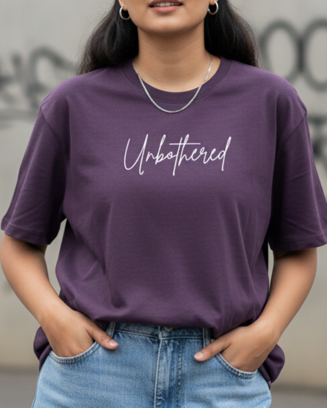 Unbothered Basic Graphic Tee – Purple