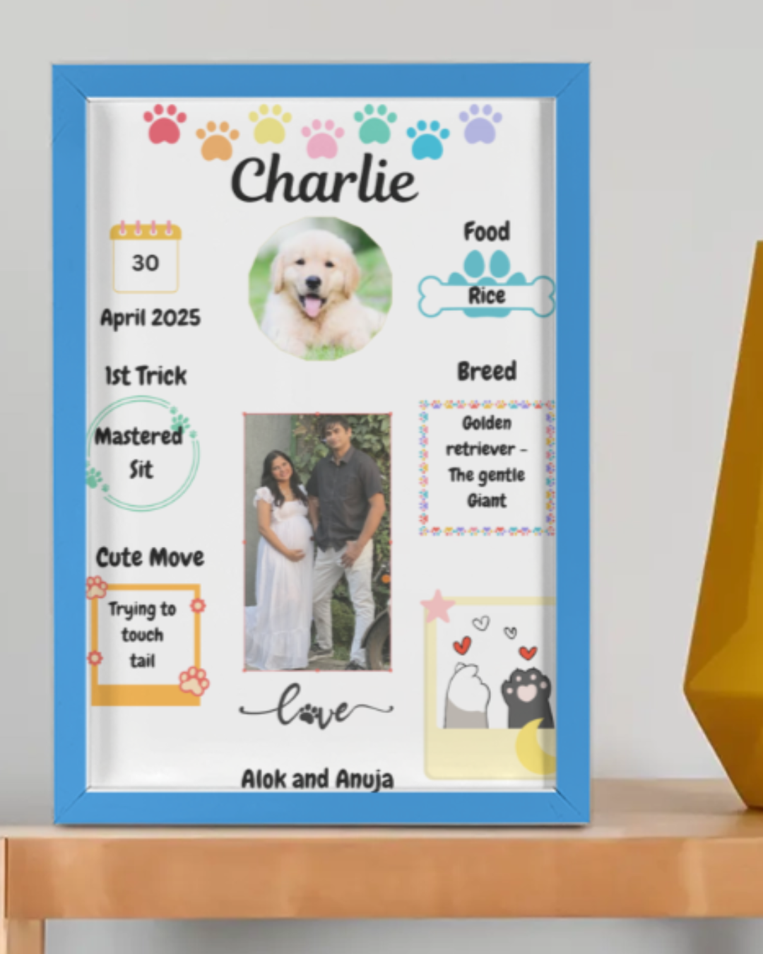 Pet Memory Frame with red paws (Copy)
