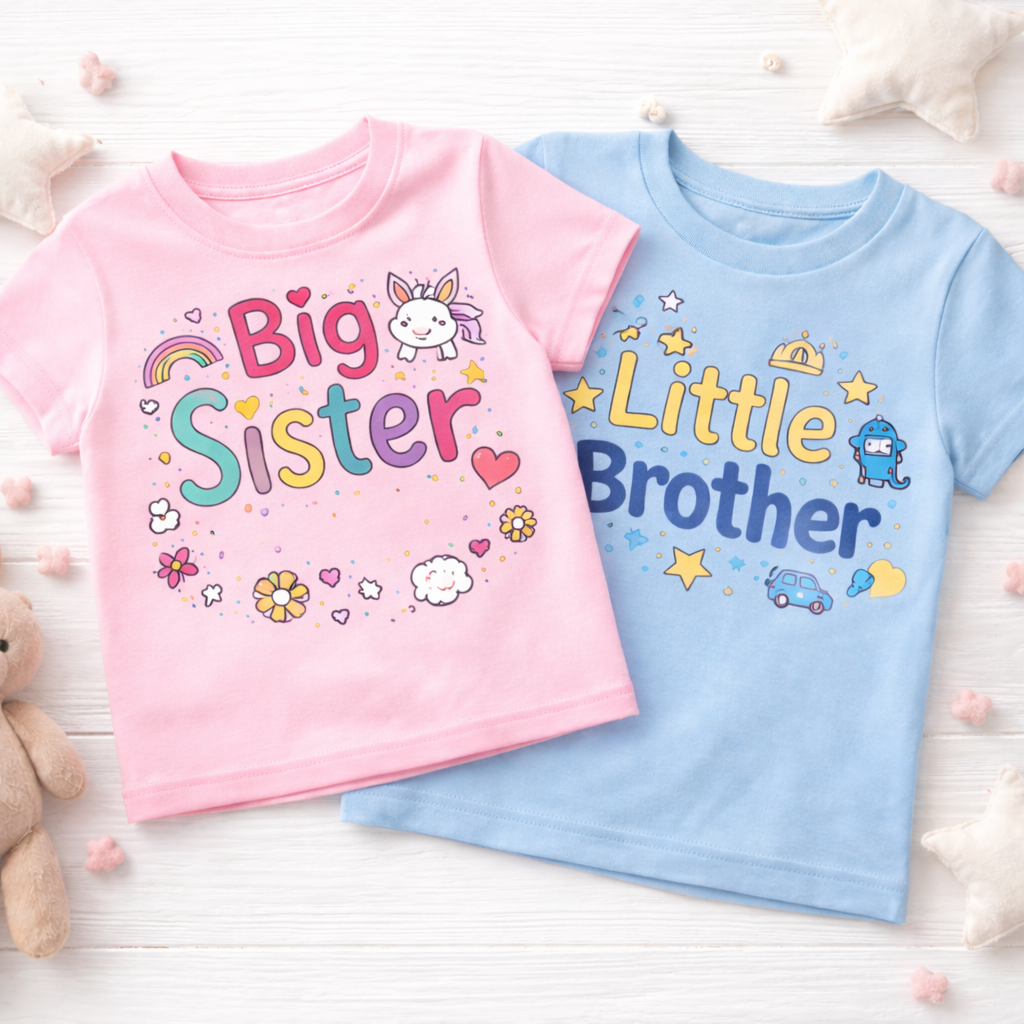 Sibling Sets for big sister and little brother pink and blue