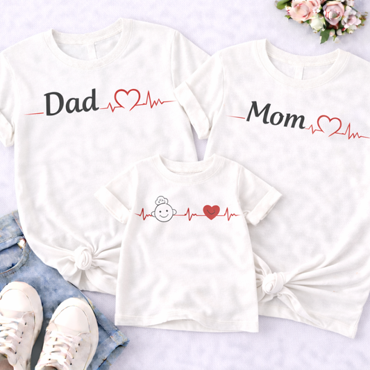 Heartbeat Family Matching T-Shirt Combo