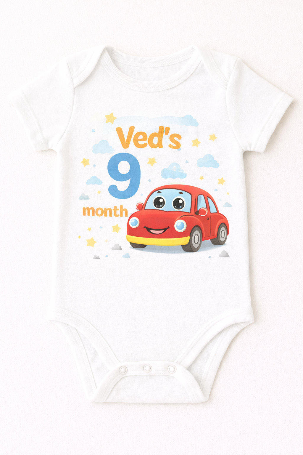 Cute baby milestone cars onsie
