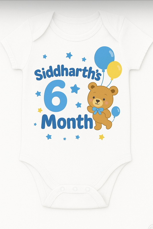 Baby Teddy Birthday Month Romper