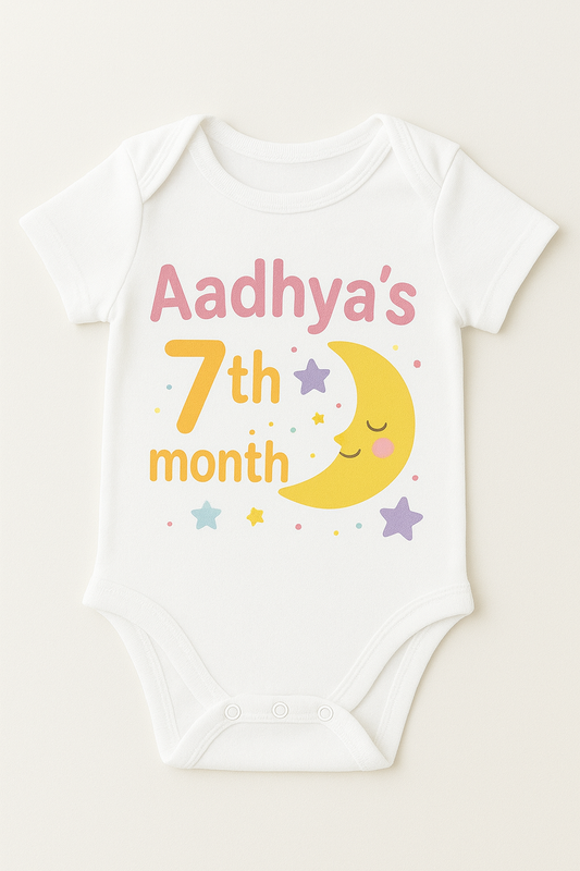 Baby Stars and moons Birthday Month Romper