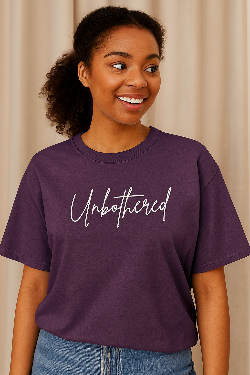 Unbothered Basic Graphic Tee – Purple