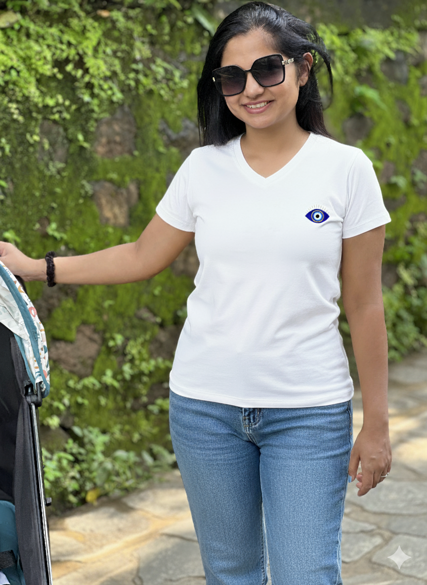 Evil Eye Oversized Graphic Tee – Style Meets Protection