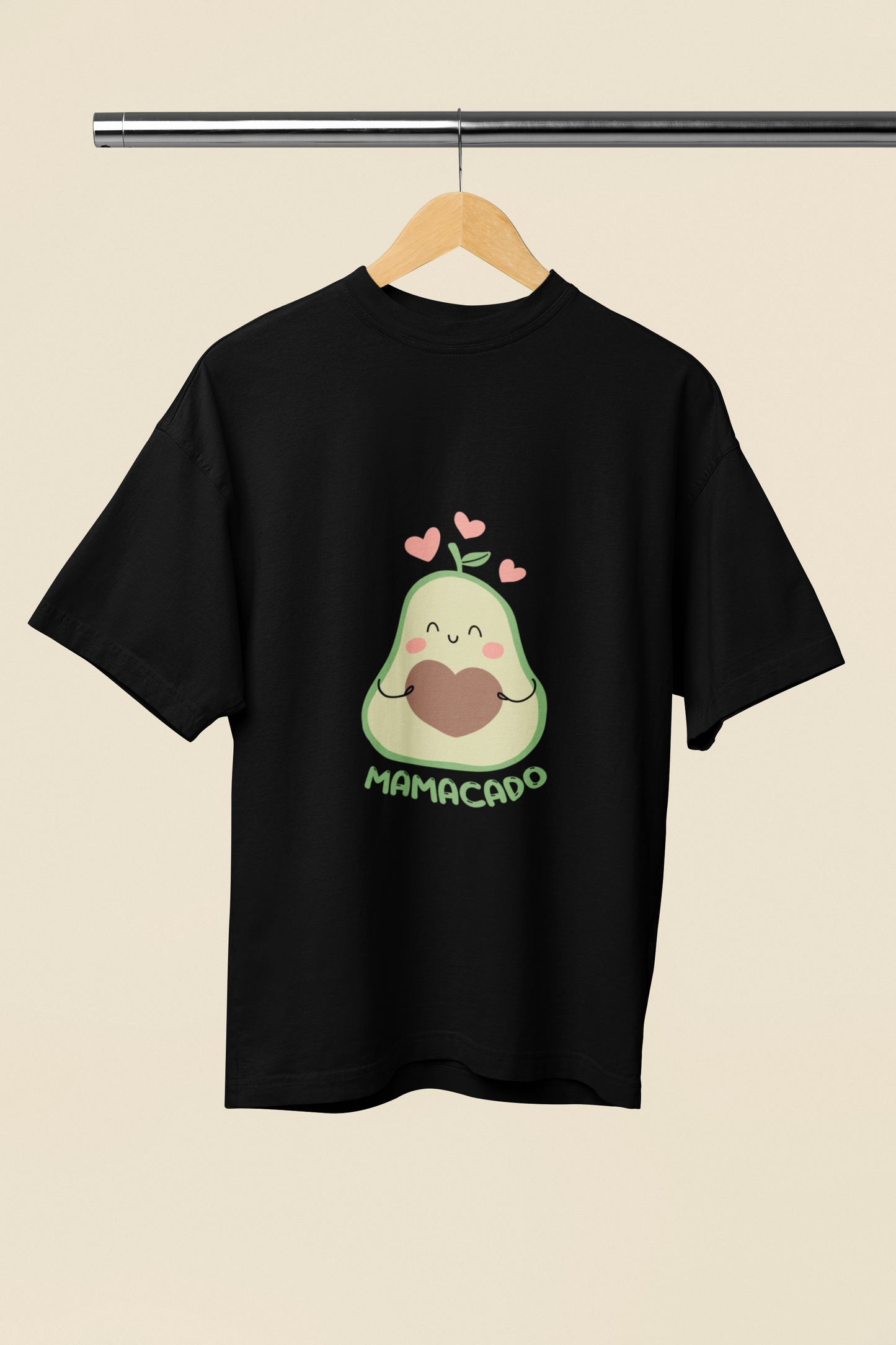 Mom to be Avocado Baggy Maternity Wear Black T-shirt
