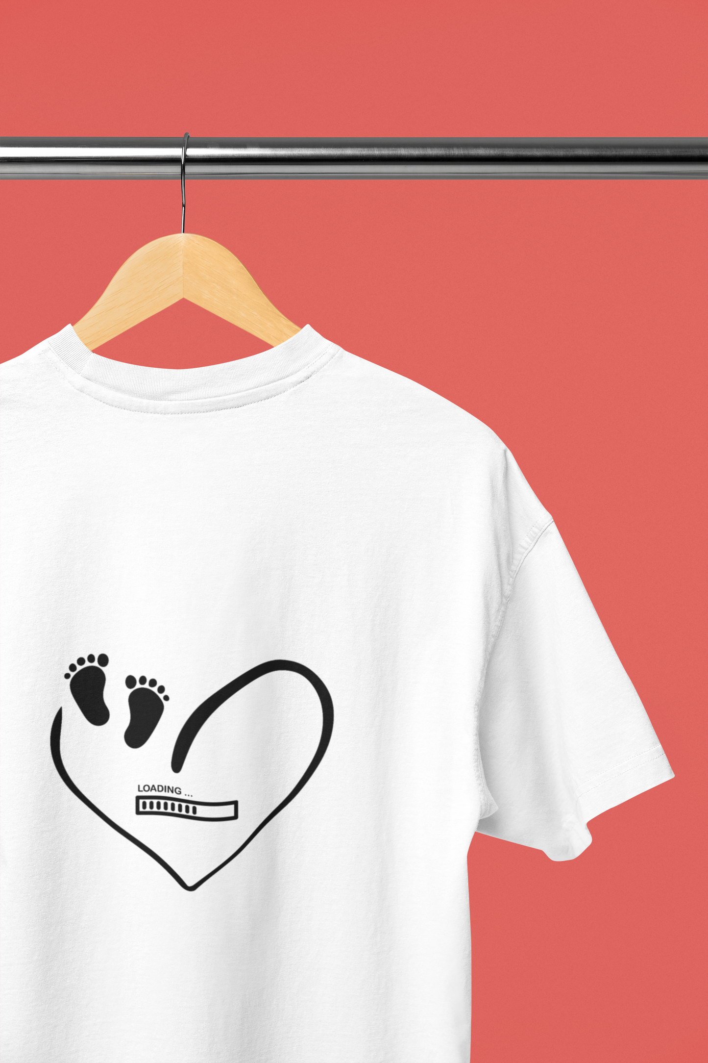 Cute Heart with footprint Baggy Maternity Wear White T-shirt