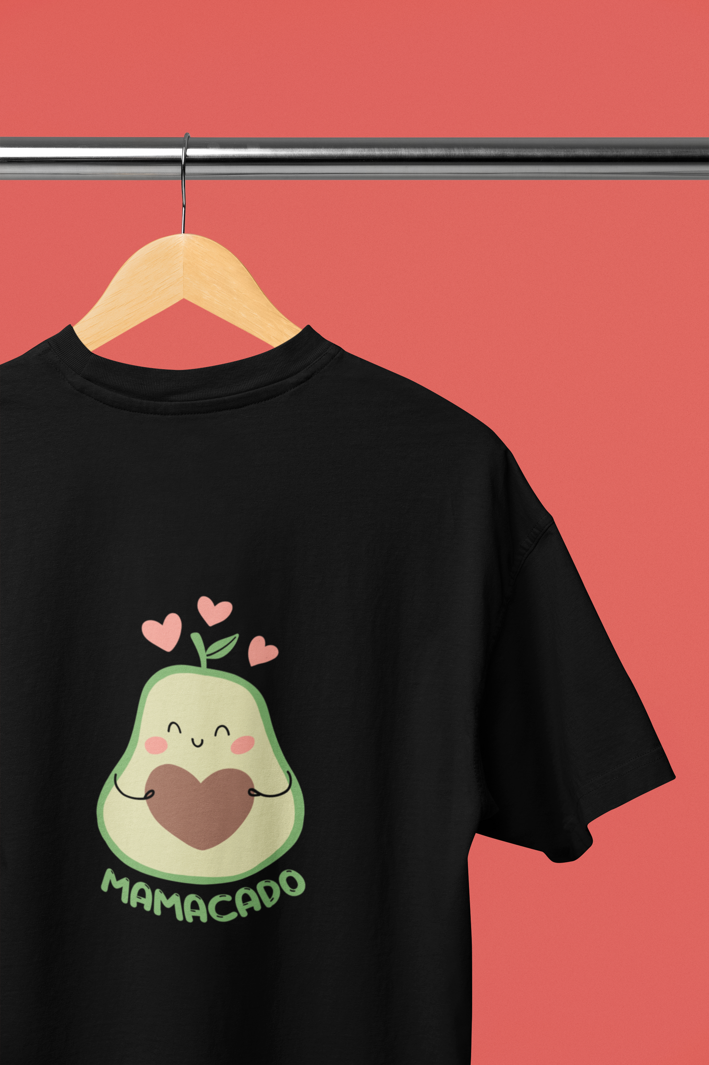 Mom to be Avocado Baggy Maternity Wear Black T-shirt
