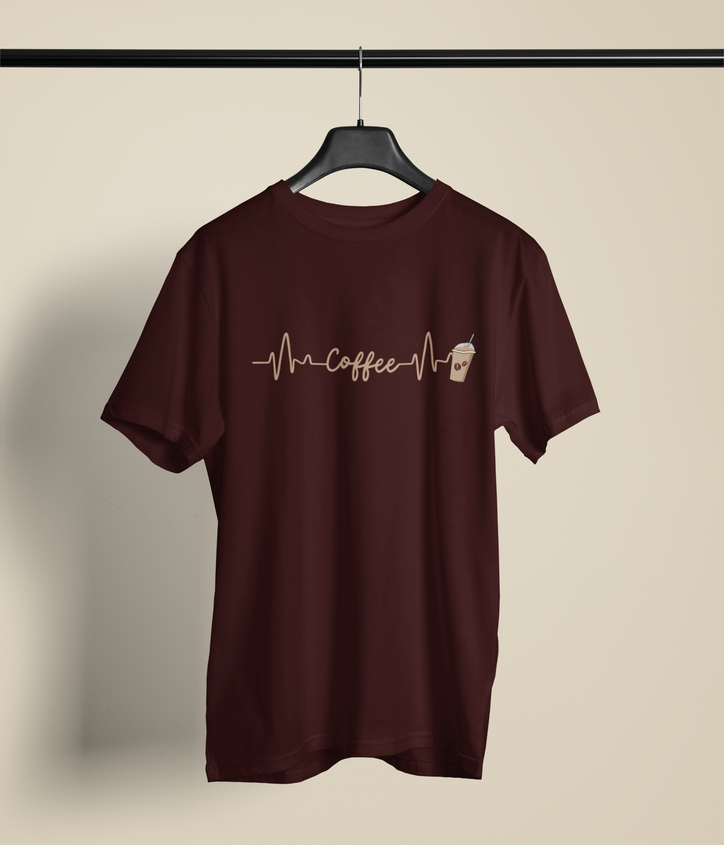 “Coffee Pulse” Maroon Women’s T-shirt – For True Coffee Lovers
