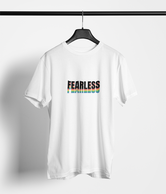 White  “Fearless” Graphic T-Shirt – Bold Motivational Unisex Tee